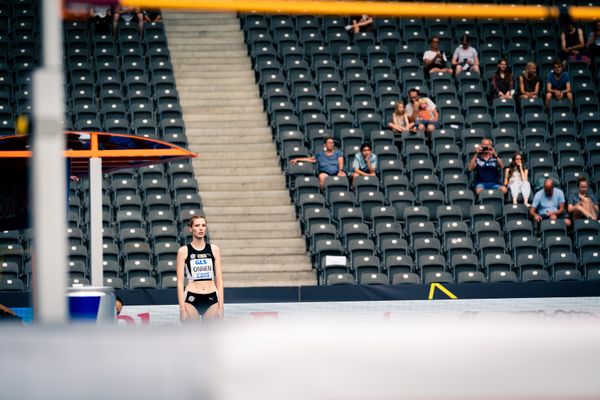 Imke Onnen (Hannover 96) im Hochsprung waehrend der deutschen Leichtathletik-Meisterschaften im Olympiastadion am 25.06.2022 in Berlin